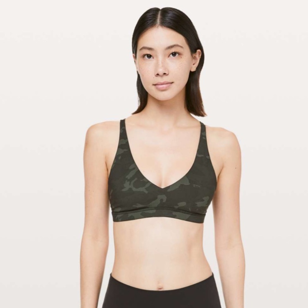 Lululemon Freely Flexed Bra
Incognito Camo Multi Gator Green / Black